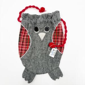 Tag Owl Gift Bag 8"x8.5" The Container Store Drawstring Cinch Holiday Present